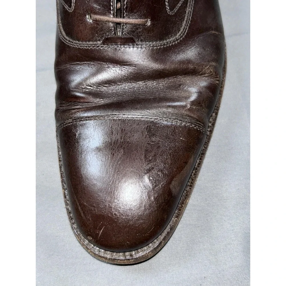 Salvatore Ferragamo Shoes Mens Size 10.5 Brown Leather Cap Toe Oxford Made Italy